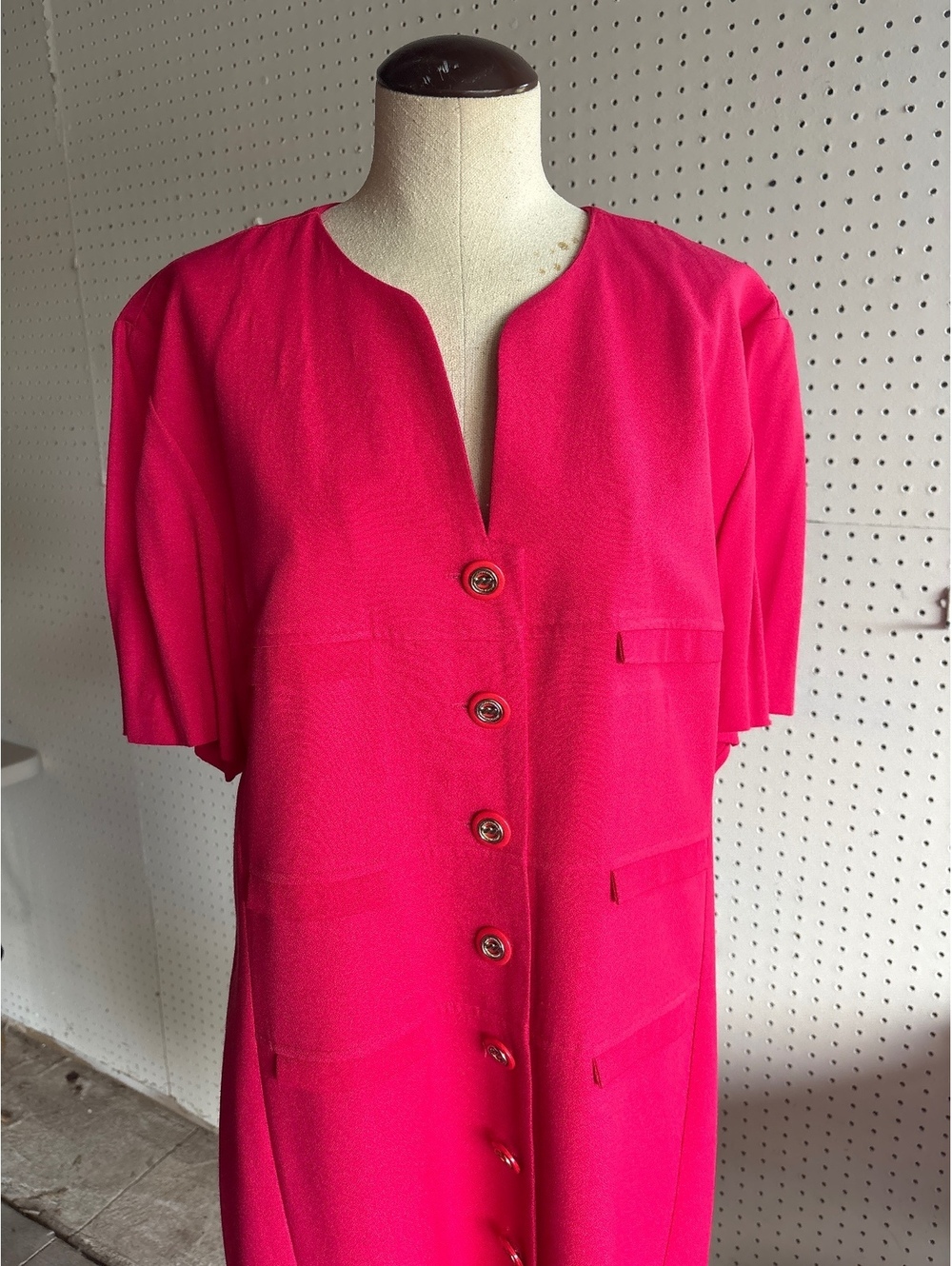 Vintage Lois Snyder Dani Max Pink Button Front Dress Size 16